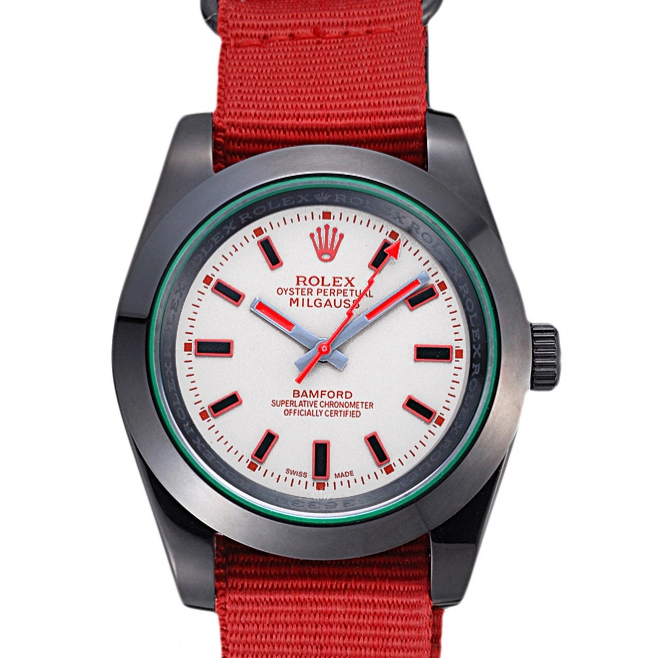Aaa replica watch 622002 Strap Rolex Milgauss Red Bamford Nylon 0817